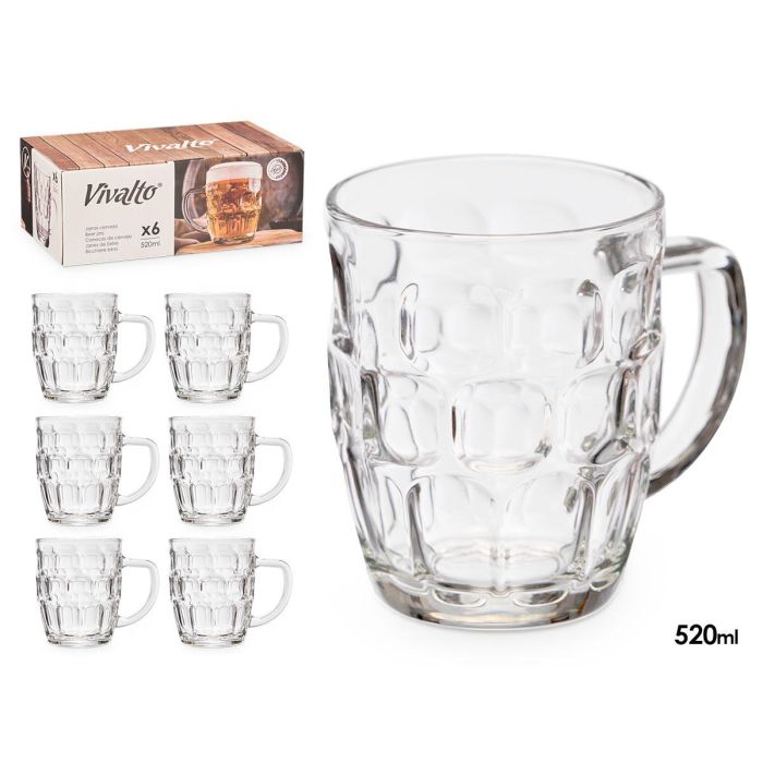 Vivalto Jarra Cerveza 520 Ml Vidrio Transparente 14x12x9.5cm (Set de 24) Vivalto Jarra Cerveza 520 Ml Vidrio Transparente 14x12x9.5cm (Set de 24)