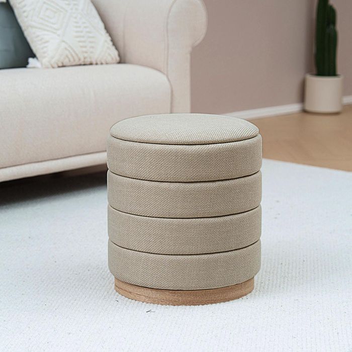 Puff Con Almacenamiento Beige Versa 44X40CM 1 Puff Con Almacenamiento Beige Versa 44X40CM 1