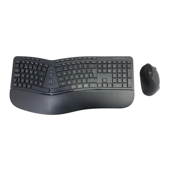 Conceptronic ORAZIO02PT Teclado y Ratón Inalámbrico Ergonómico QWERTY Portugués Negro para Oficina
