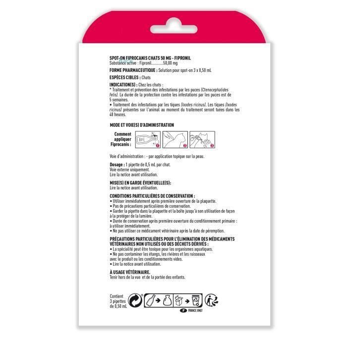 Vetocanis Pipetas Spot-On Antipulgas Antigarrapatas Fipronil 50 mg para Gato, 1 Pipeta (5 Semanas Protección) 3 Vetocanis Pipetas Spot-On Antipulgas Antigarrapatas Fipronil 50 mg para Gato, 1 Pipeta (5 Semanas Protección) 3