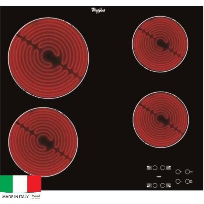 WHIRLPOOL AKT8090NE Placa vitrocerámica - 4 zonas - 6200W - L58 x P51cm - Revestimiento de vidrio - Negro WHIRLPOOL AKT8090NE Placa vitrocerámica - 4 zonas - 6200W - L58 x P51cm - Revestimiento de vidrio - Negro