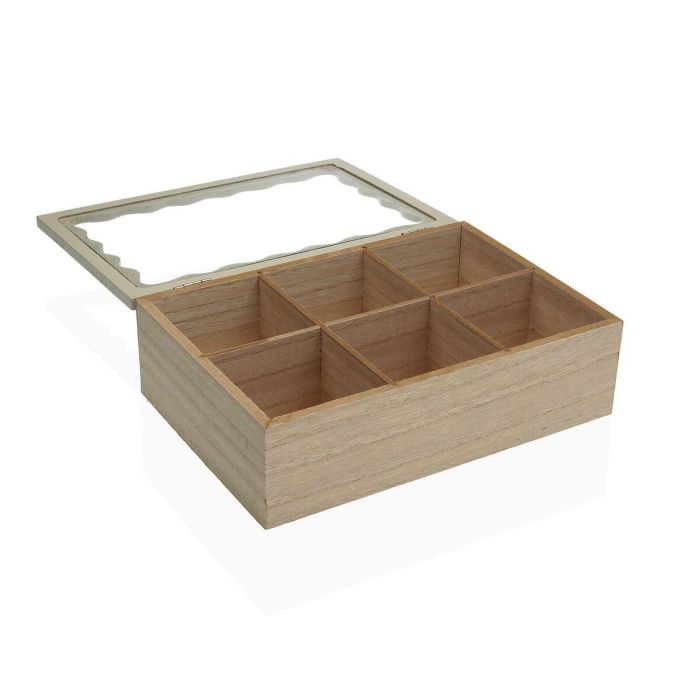 Caja para Infusiones Versa Blanco Madera 20 x 5 x 16,5 cm 1