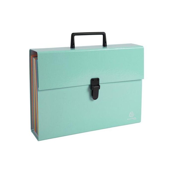 Clasificador Acordeon Exacompta Aquarel Fº 18 Dptos. Maletin Con Asa Y Cierre Plastico Verde (Set de 4)