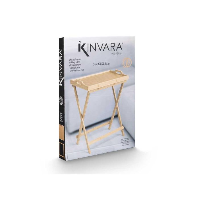 Kinvara Mesa Plegable de Bambú Natural 50x36x64,5 cm para Exterior o Interior (4 Unidades) 2 Kinvara Mesa Plegable de Bambú Natural 50x36x64,5 cm para Exterior o Interior (4 Unidades) 2