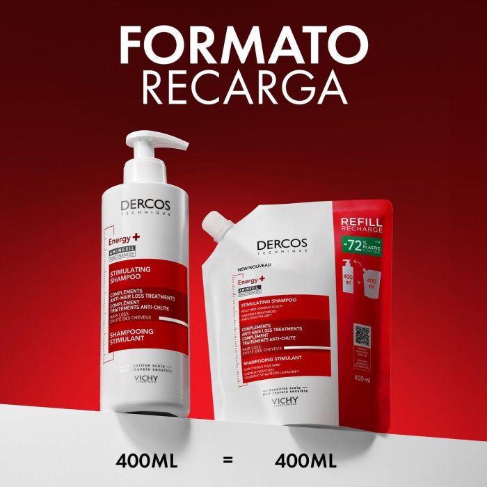 Vichy DERCOS TECHNIQUE Champú Anticaída Estimulante Recarga 400 ml con Aminexil y Vitamina B5 6 Vichy DERCOS TECHNIQUE Champú Anticaída Estimulante Recarga 400 ml con Aminexil y Vitamina B5 6
