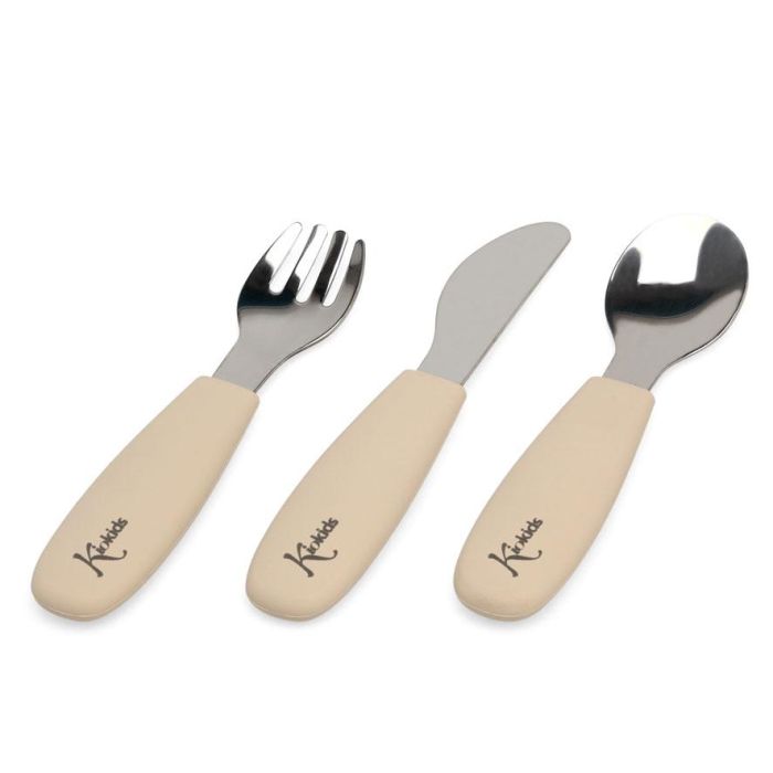 KioKids Set de Cubiertos Infantiles de Acero Inoxidable y Silicona, Color Beige. Antideslizantes, +6 Meses, Aptos Lavavajillas 2 KioKids Set de Cubiertos Infantiles de Acero Inoxidable y Silicona, Color Beige. Antideslizantes, +6 Meses, Aptos Lavavajillas 2