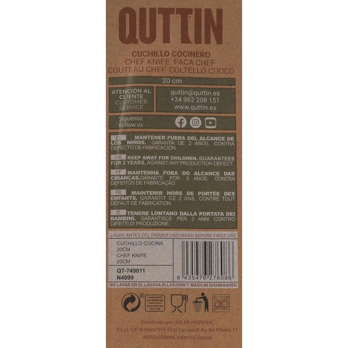 Cuchillo de Cocina Terra 20 cm - Quttin (24 Unidades) 4 Cuchillo de Cocina Terra 20 cm - Quttin (24 Unidades) 4
