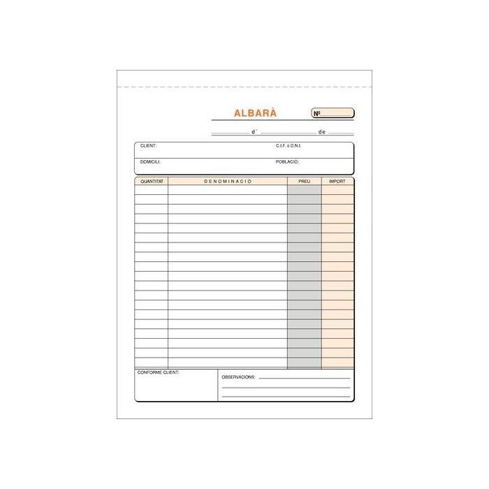 Talonario Catalan Albaranes 4º Natural Loan 10 unidades
