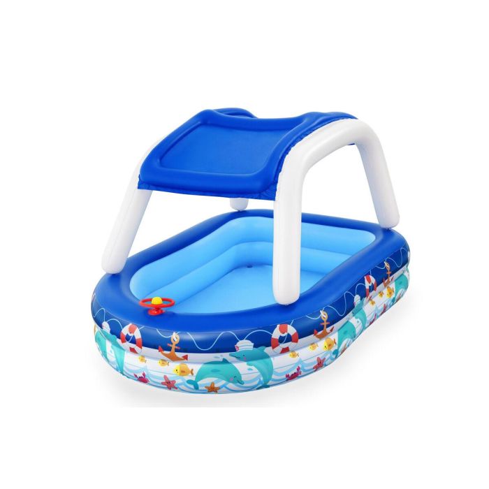Bestway Piscina Hinchable Infantil Techo Desmontable Barco con Volante 213x155x132 cm +3 Años Jardin 54370 20