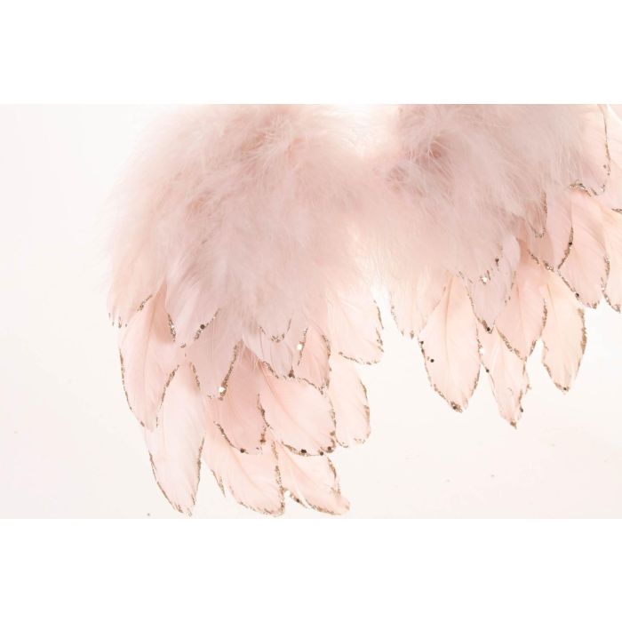 DKD Home Decor Decoración Colgante para Navidad Fantasía de Pluma con Alas Rosa Palo y Blanco, 4x33x28 cm (2 Unidades) 1