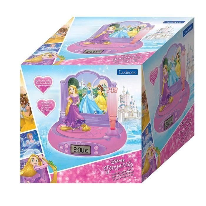 LEXIBOOK - PRINCESAS DE DISNEY - Radio reloj despertador para niños con proyecciones de imágenes 1