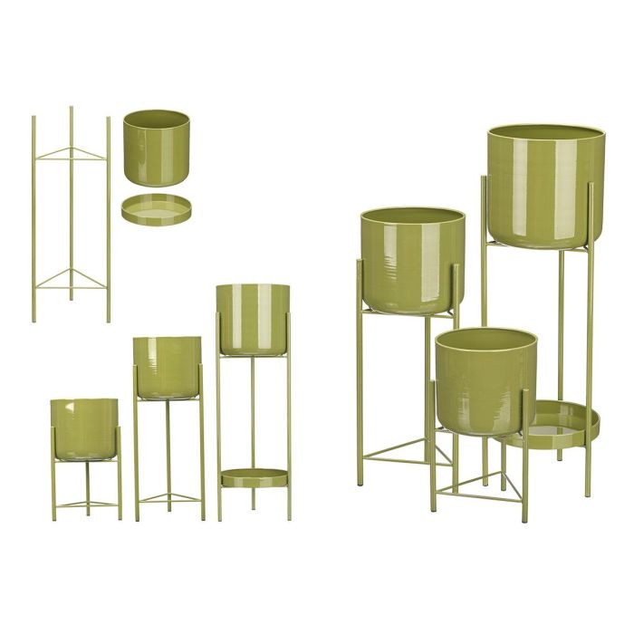 Giftdecor Set de 3 Maceteros con Pie en Verde, 19x60x19 cm - Metal Hierro (2 Unidades) Giftdecor Set de 3 Maceteros con Pie en Verde, 19x60x19 cm - Metal Hierro (2 Unidades)