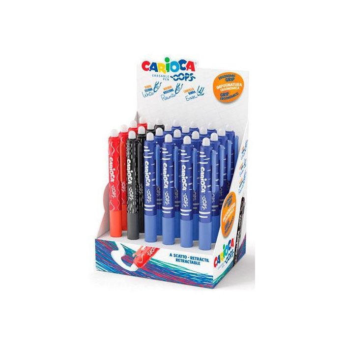 Carioca Bolígrafo Tinta Borrable Opps Retráctil 0.7 mm Colores Surtidos Expositor 24 Ud Carioca Bolígrafo Tinta Borrable Opps Retráctil 0.7 mm Colores Surtidos Expositor 24 Ud