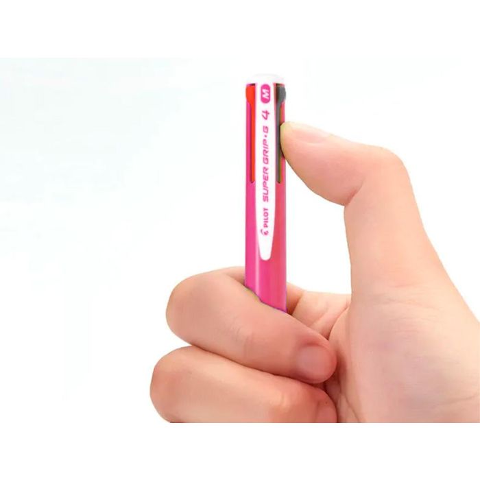 Boligrafo Pilot Super Grip G 4 Colores Retractil Sujecion De Caucho Tinta Base De Aceite Cuerpo Color Rosa 12 unidades 1