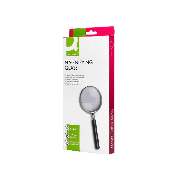 Q-connect Lupa Cristal Aro Metálico Mango Plástico Negro 90 mm 3 Aumentos 11