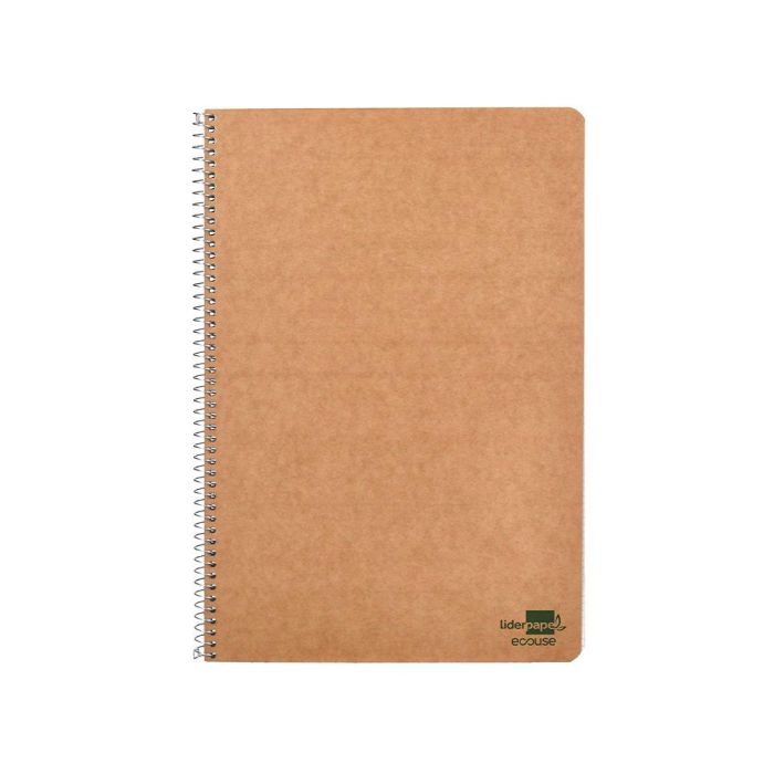 Cuaderno Espiral Liderpapel Folio Ecouse Tapa Cartulina Kraft 80H Papel Reciclado 80 gr Cuadro 4 mm Con Margen 8 unidades 1