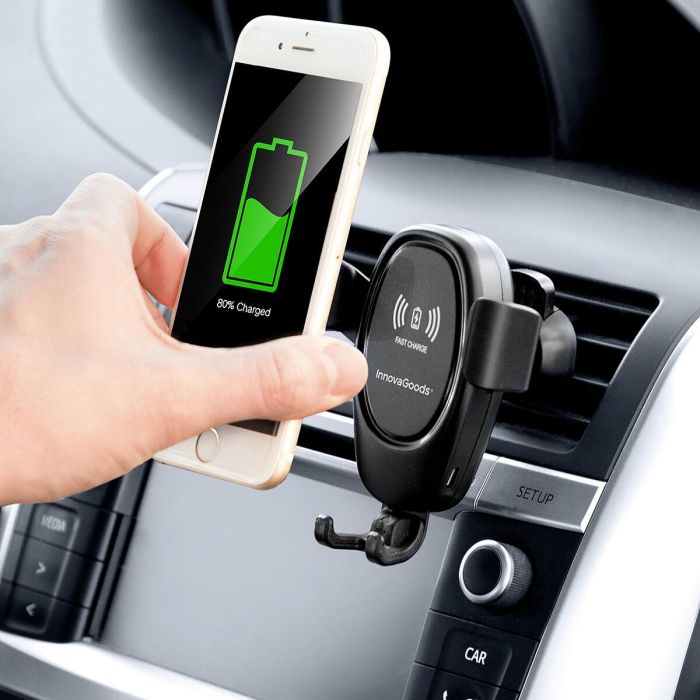 Soporte de Móvil con Cargador Inalámbrico para Coches Wolder InnovaGoods Soporte de Móvil con Cargador Inalámbrico para Coches Wolder InnovaGoods