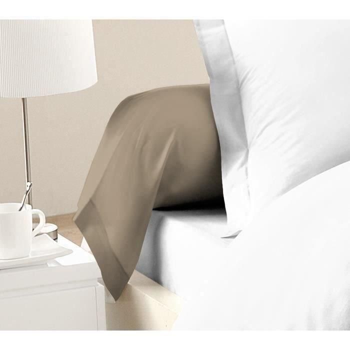 LOVELY HOME Lote de 2 fundas de almohada 100% algodón 85x185 cm - Beige LOVELY HOME Lote de 2 fundas de almohada 100% algodón 85x185 cm - Beige