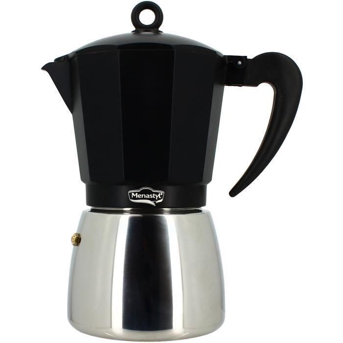 Cafetera italiana - MENASTYL - 3935072 - Aluminio - 12 tazas - Todo tipo de fuegos, incluida inducción