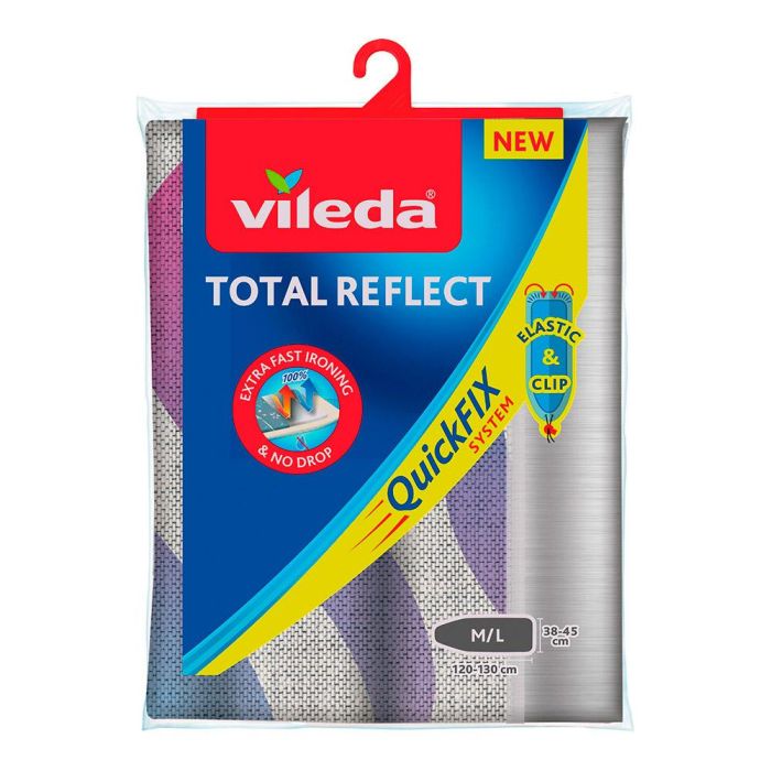 Vileda Funda Total Reflect para Tabla de Planchar, Metálica con Partículas de Aluminio, 120x38 hasta 130x45 cm 1 Vileda Funda Total Reflect para Tabla de Planchar, Metálica con Partículas de Aluminio, 120x38 hasta 130x45 cm 1