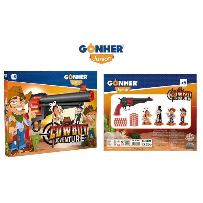 Gonher Pistola Cowboy Disparos 8610/0 de Plástico con Balas Blandas y Personajes +5 Años 3