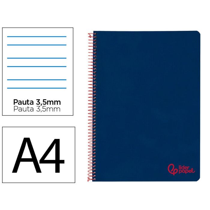 Cuaderno Espiral Liderpapel A4 Wonder Tapa Plastico 80H 90 gr Pauta Ancha 3,5 mm Con Margen Color Azul Marino Cuaderno Espiral Liderpapel A4 Wonder Tapa Plastico 80H 90 gr Pauta Ancha 3,5 mm Con Margen Color Azul Marino