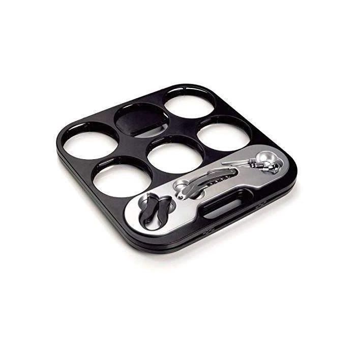 Portabotellas Plegable de Almacenamiento para 6 Botellas con Sacacorchos, Abrebotellas y Tapón Acero Inoxidable Portabotellas Plegable de Almacenamiento para 6 Botellas con Sacacorchos, Abrebotellas y Tapón Acero Inoxidable