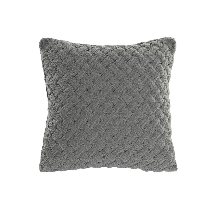 DKD Home Decor Cojín Urban Gris Claro de Poliéster 45 x 45 cm (2 Unidades) de Punto con Cremallera 420 grs