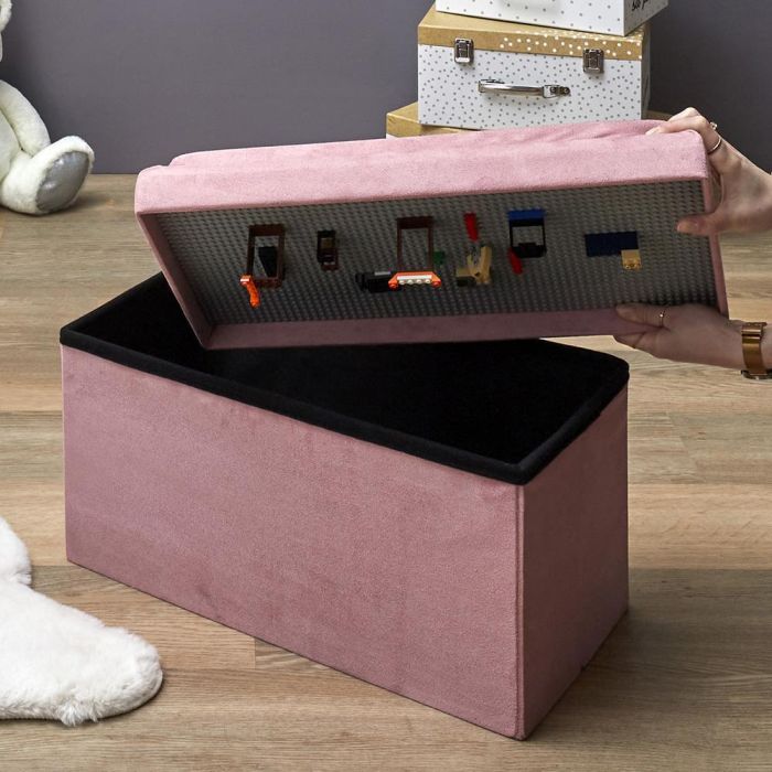 Home Deco Kids Banco-Puf Plegable Lego Rosa, Compatible con Piezas Lego, Madera MDF, 52x27x30 cm 6