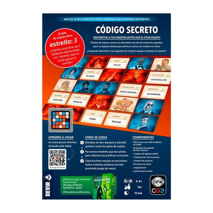 Devir Juego de Mesa Código Secreto para 2-8 Jugadores, 15 Min, 8 Años 2
