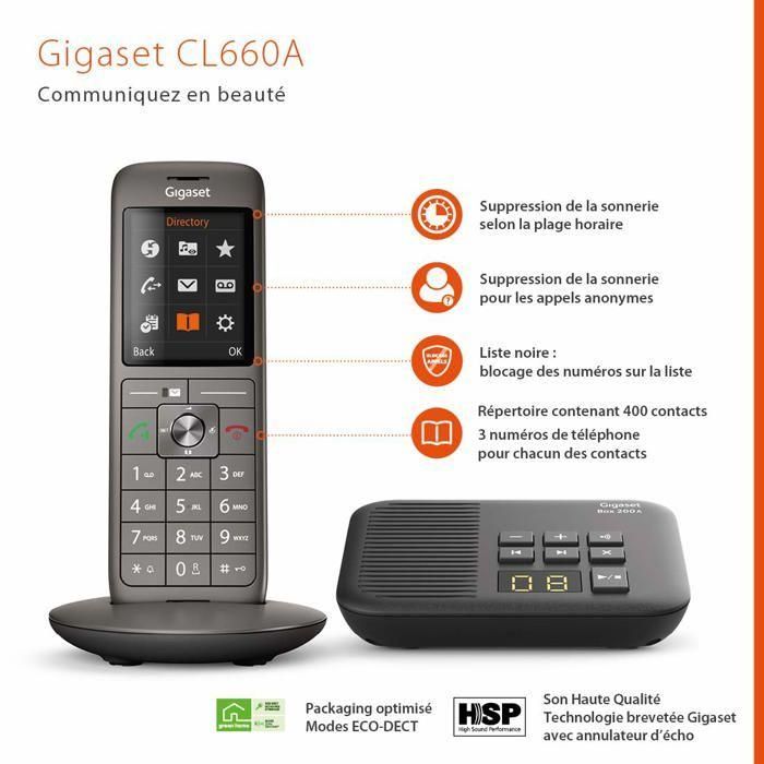 Teléfono Fijo GIGASET CL 660 A Duo Antracita 2 Teléfono Fijo GIGASET CL 660 A Duo Antracita 2