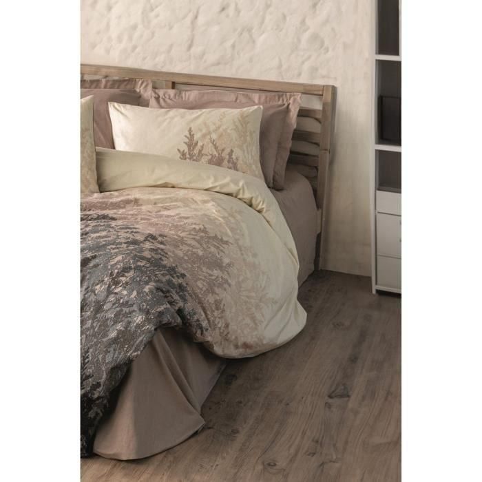 Juego de cama - 1 funda nórdica 220x240 cm + 2 fundas de almohada 60x60 cm - 100% algodón - Beige 2 Juego de cama - 1 funda nórdica 220x240 cm + 2 fundas de almohada 60x60 cm - 100% algodón - Beige 2