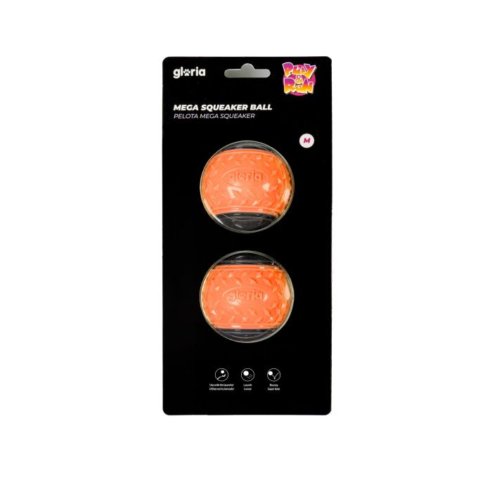 Gloria Play And Run Pelota Mega Squeaker para Perro, 6.35 cm (M), Naranja/Gris, 2 Unidades, Juguete de Entrenamiento TPR 2 Gloria Play And Run Pelota Mega Squeaker para Perro, 6.35 cm (M), Naranja/Gris, 2 Unidades, Juguete de Entrenamiento TPR 2