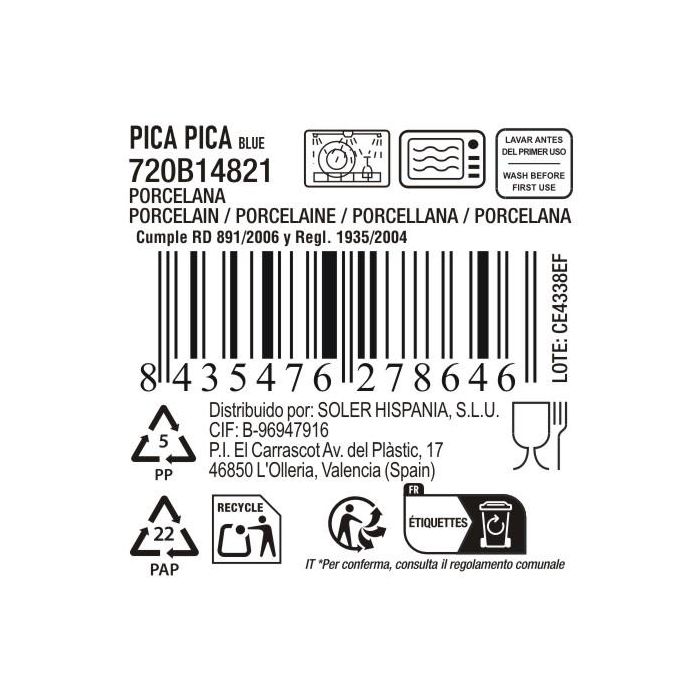 La Mediterranea Bol Aperitivo Cuadrado Pica-Pica Blue 10.4 x 5.3 cm (24 Unidades)