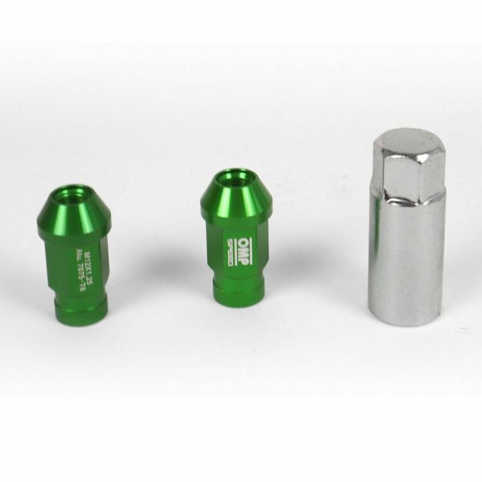 Set Tuercas OMP 7075 40 mm M12 x 1,25 20 uds Verde