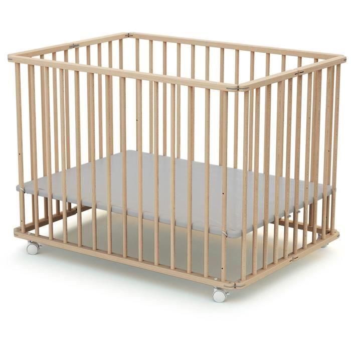 Parque plegable rectangular - WEBABY - CALI - 70 x 100 cm - Hasta 24 meses - Haya cruda 2 Parque plegable rectangular - WEBABY - CALI - 70 x 100 cm - Hasta 24 meses - Haya cruda 2