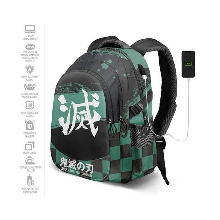 Karactermania Mochila Demon Slayer Run. Plus FAN Su, Gran Capacidad, 3 Compartimentos, Puerto USB, Repelente Líquidos, 44x34x21 cm 7