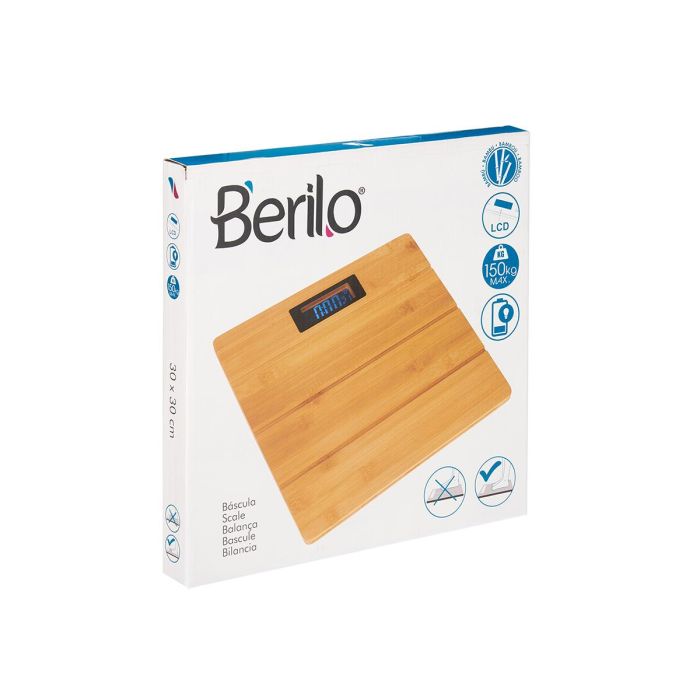 Báscula Digital Bambú Berilo 30x30 cm, Máx. 150 kg (KG/LB/ST), Pantalla LED (Set de 6) 1