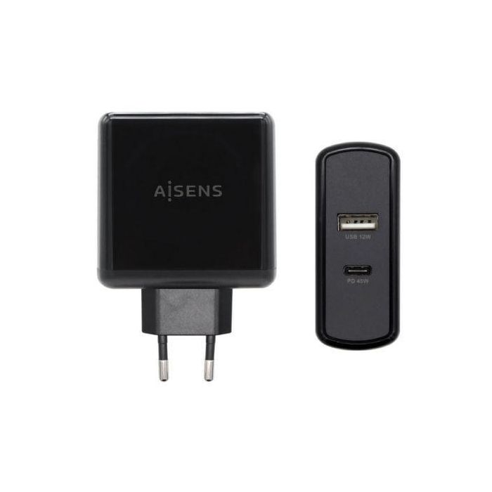 Aisens Cargador USB-C 57W con Puertos USB-C PD3.0 45W y USB-A 5V 2.4A, Negro - Diseño Elegante y Seguro 0 Aisens Cargador USB-C 57W con Puertos USB-C PD3.0 45W y USB-A 5V 2.4A, Negro - Diseño Elegante y Seguro 0