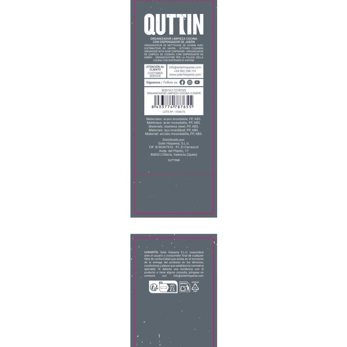 Quttin - Organizador de Limpieza de Cocina con Dispensador - 18 x 8.5 x 19 cm (12 Unidades) 7 Quttin - Organizador de Limpieza de Cocina con Dispensador - 18 x 8.5 x 19 cm (12 Unidades) 7