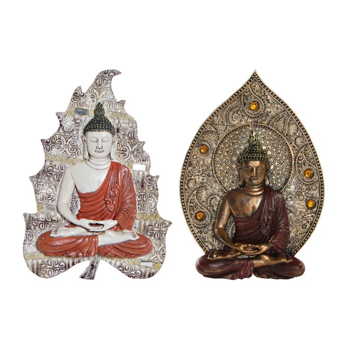 DKD Home Decor Decoración Pared Oriental Resina Rojo Azul Dorado 3.1 x 26.5 x 19 cm (3 Unidades) 3