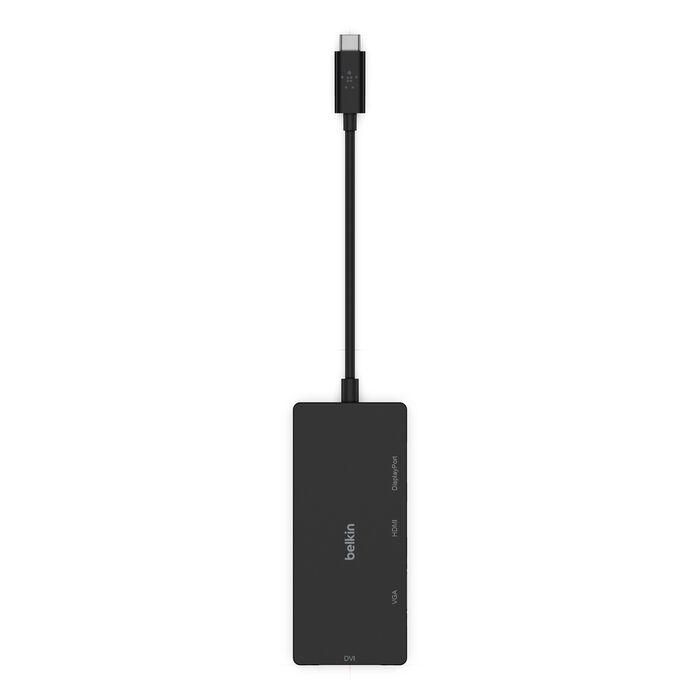 Belkin Adaptador USB-C Multimedia AVC003BTBK - Docking Station 4 en 1 con HDMI, DisplayPort, VGA, DVI-I - 4K 60Hz - Compatible con MacBook, iPad, Windows