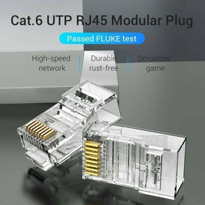Conector RJ45 Vention IDDR0-100 Transparente 1 Conector RJ45 Vention IDDR0-100 Transparente 1