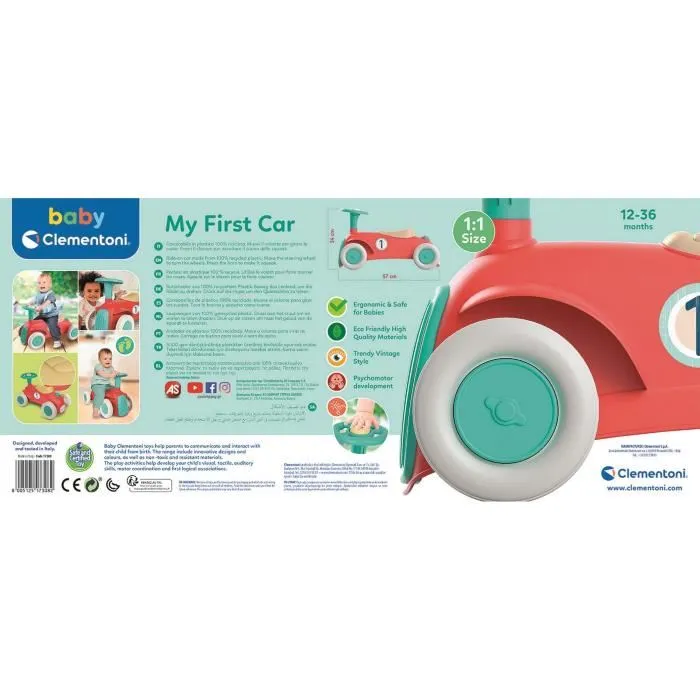 Clementoni 17308 Autocargador Vintage con Ruedas y Claxon, Material Reciclado, 100% Fabricado en Italia 5