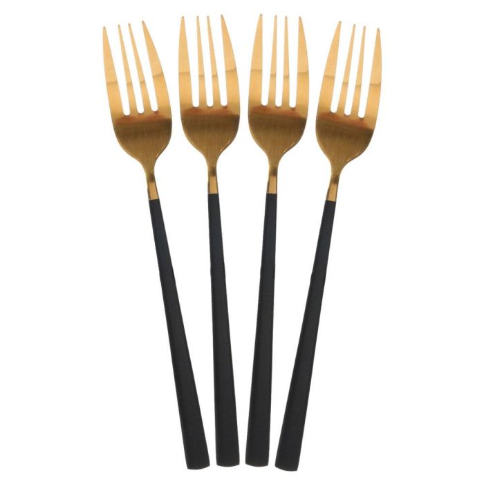 Home Deco Factory Lounge Cubertería 16 Piezas Acero Inoxidable Dorado Mango Negro 4 Home Deco Factory Lounge Cubertería 16 Piezas Acero Inoxidable Dorado Mango Negro 4