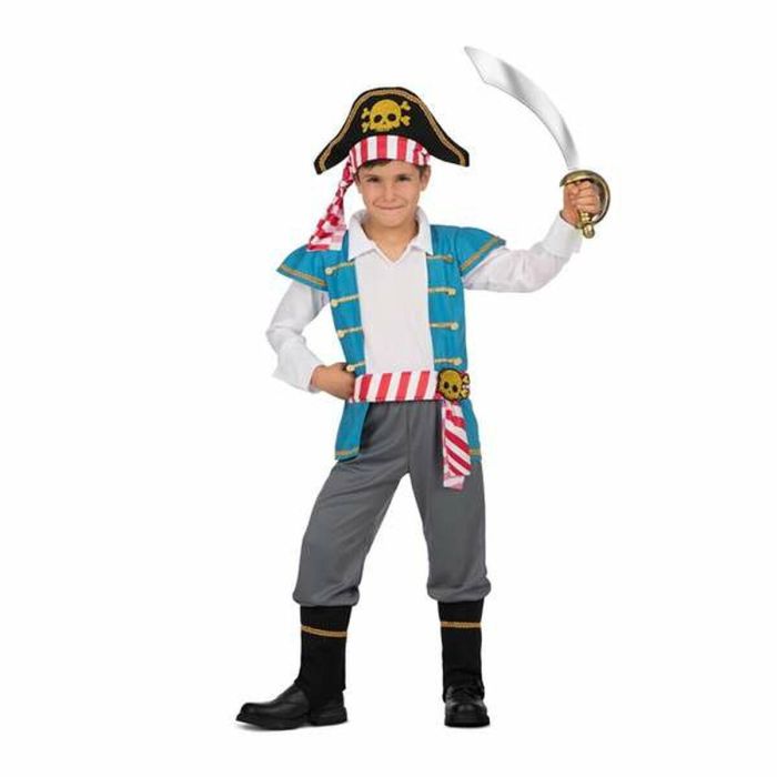 Disfraz pirata gorro, camisa con chaleco y faja, pantalón y cubrebotas talla 10-12 y Disfraz pirata gorro, camisa con chaleco y faja, pantalón y cubrebotas talla 10-12 y