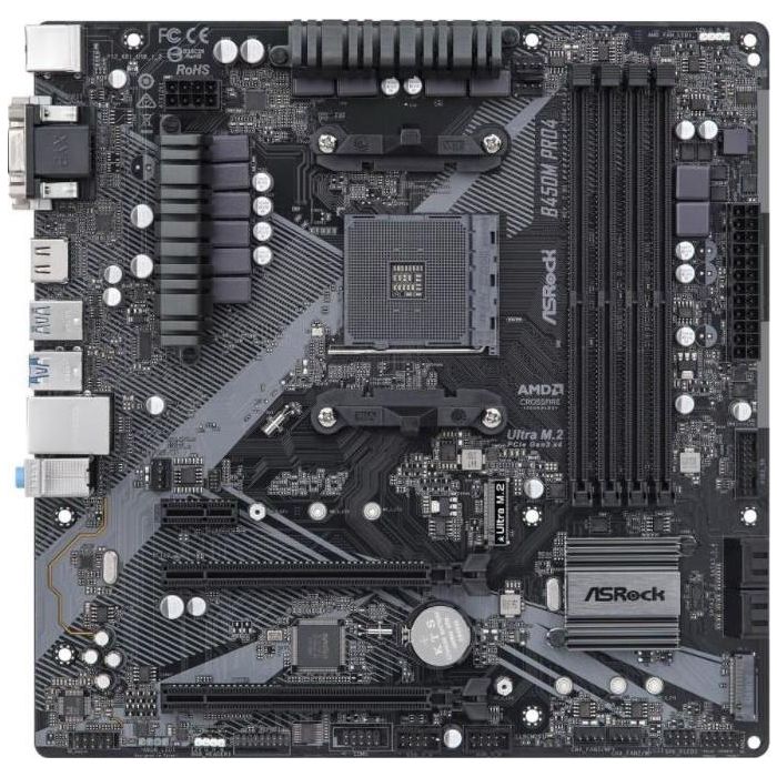 Asrock B450M Pro4 R2.0 AMD B450 Zócalo AM4 micro ATX 1 Asrock B450M Pro4 R2.0 AMD B450 Zócalo AM4 micro ATX 1