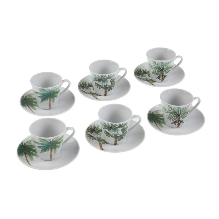 Juego de Tazas con Platos Versa Porcelana Hojas