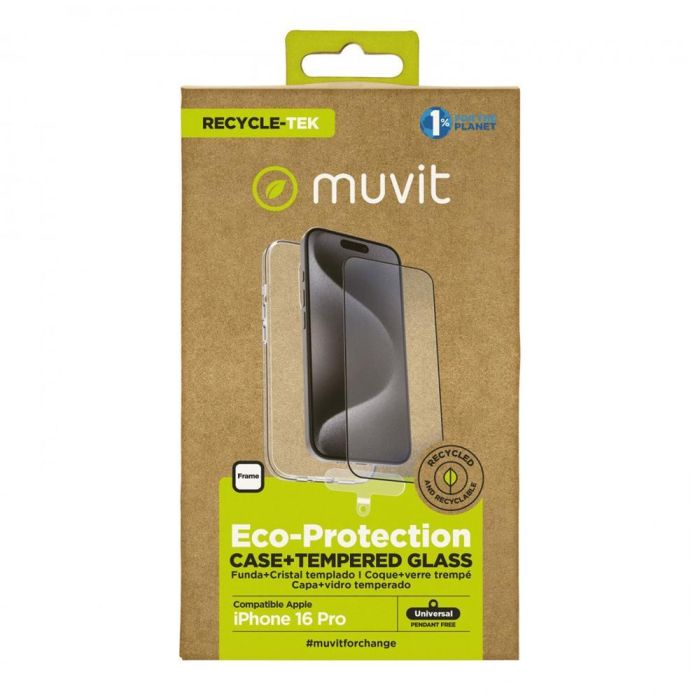 Muvit Funda Recycletek para Apple iPhone 16 - Ecológica, Protección Completa, Incluye Protector de Pantalla y Kit de Limpieza Bio 1 Muvit Funda Recycletek para Apple iPhone 16 - Ecológica, Protección Completa, Incluye Protector de Pantalla y Kit de Limpieza Bio 1