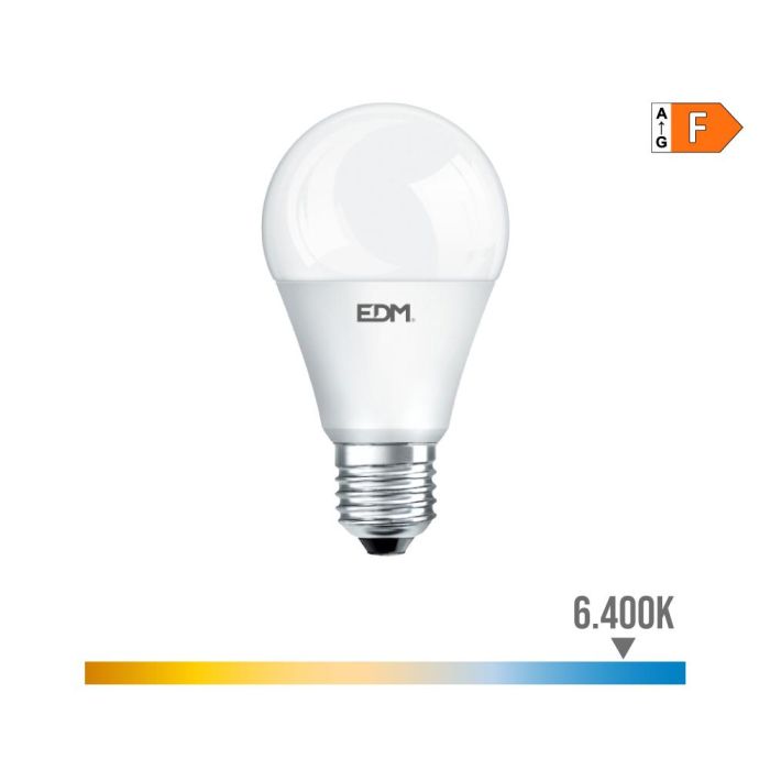 Edm Bombilla LED E27 7W 600lm 6400K Luz Fría Standard Ø6x10.8cm 220° Clase F 0 Edm Bombilla LED E27 7W 600lm 6400K Luz Fría Standard Ø6x10.8cm 220° Clase F 0